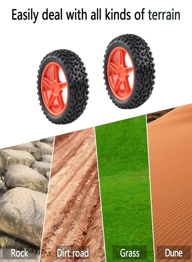 Rchobbytop 1/10 Buggy Tires & Wheels Set - Front & Rear Different Sizes 12mm Hex Red 5-Spoke Rims, Compatible with Traxxas Bandit, Redcat, Tamiya - Includes Lock Nuts, Washers & Wrench - Image 5